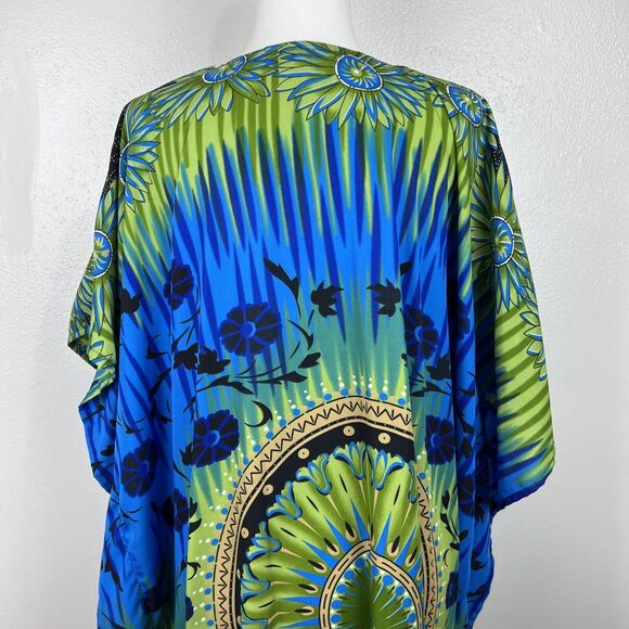 Sante Classics Mumu Dress Women One Size Green Embellished Maxi Lounge Bedroom - Picture 12 of 12